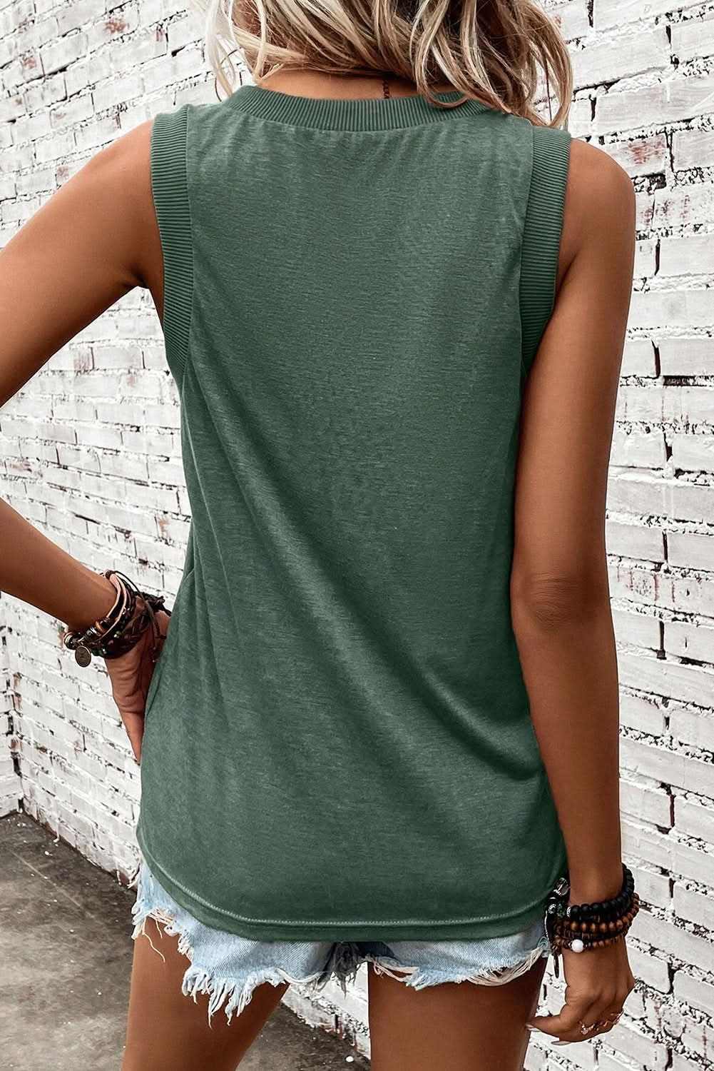 Chic mist green ribbed tank top - Love Salve